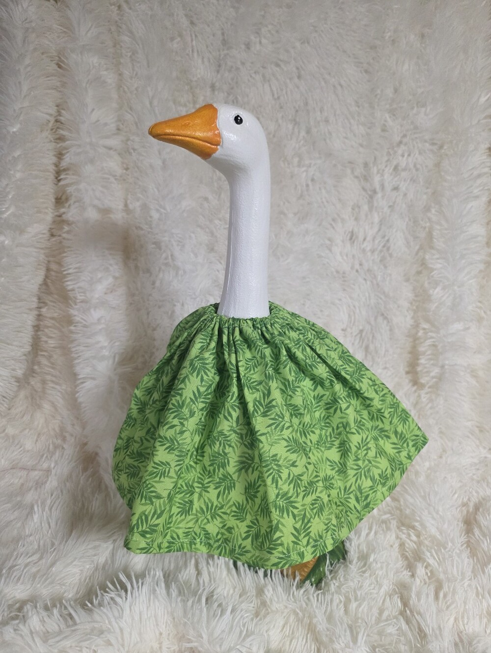 19" Handmade Green Leaf Print Dress